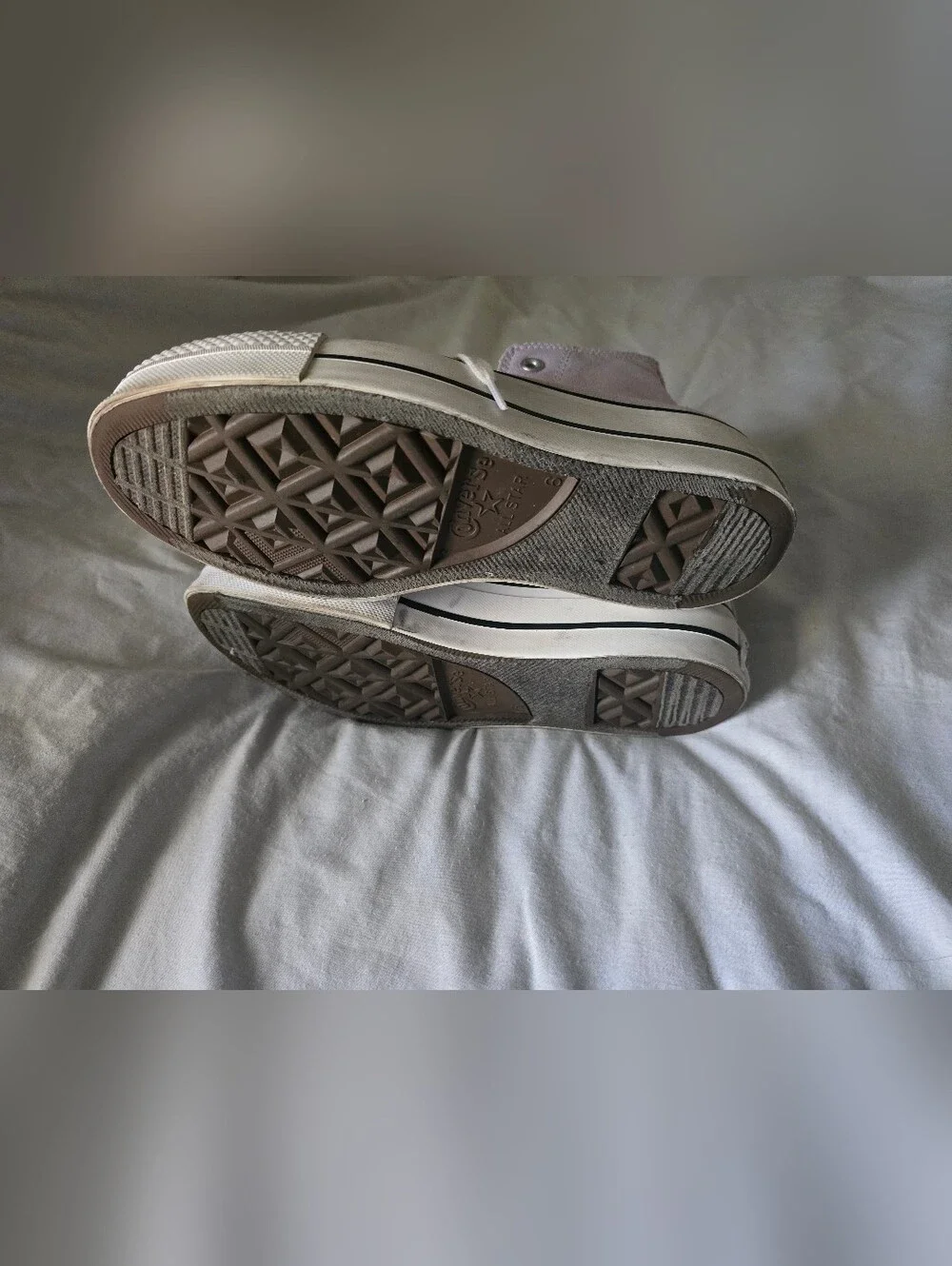 Converse High-Top Canvas Sneakers in Light Lavender and White Platform